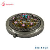 Etched Bronze Round Flower Cosmetic Mirror for Sale