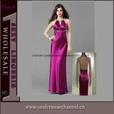 Wholesale Cheap Women Halter Party Long Satin Evening Dress (5022)