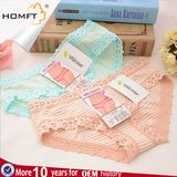 Hot Fashion Modal Sweet Stripe Lace Design Ventilate Young Girls Triangle Panties Girls Underwear Panty Models