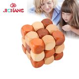 Wooden 3D Brain Teasers Cube Puzzles Interlocking Jigsaw Puzzles Game Children Adult Toy