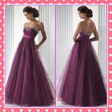 Strapless Evening Dress Maternity Gown Purple Prom Dress Bg016