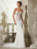 New Fashion Spaghetti Strap Bridal Gown Embroidary Wedding Dress