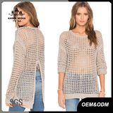 Women Fashion Mesh Back Slit Sweater