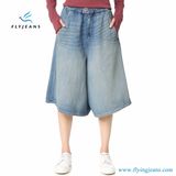 MID Rise Ladies/Women Fashion Blue Loose Wide Leg Jeans Mini Pants Denim Shorts
