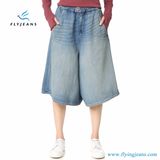 MID Rise Ladies/Women Fashion Blue Loose Wide Leg Jeans Mini Pants Denim Shorts