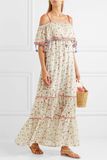 2017 Printed Crochet-Trimmed Cotton-Voile Chifion Maxi Women Dresses Factory