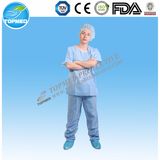 Hospital PP Scrub Suit with Pockets, Light Blue/Dark Blue