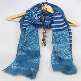 Navy Blue Azo Free Polyester Voile Shawl for Women Fashion Accessory