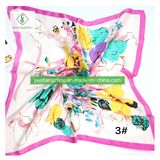 100% Silk 90*90cm Fashion Lady Scarf with Printed Shawl