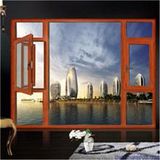 Wooden Color Aluminum Frame Casement Window with Mosquito Net