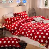 Red Color Rotating Printing Soft Fleece Bedding Set