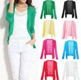 Womens Casual Fashion Long Sleeve Cardigan Hollow Knitwear