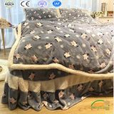 Fashion Printing Super Thick Sherpa Fleece 2 Layers Winter Bedding Set 4 PCS Set