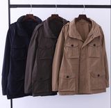 Mens Fashion Jacket with Hood Patch Pocket Casual Outcoat Jumper Wind-Proof Jacket