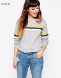 Jogging Fleece Sweatshirt Women Hoody with Strip