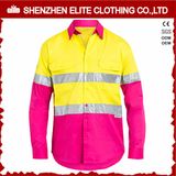 Pink Long Sleeve High Visibility Safety Shirts Work with Reflective Tape