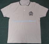 White Polo Shirt with Strips & Emrboidery Logo