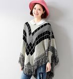 Quilited Tassel Bat Sleeve Shawl Knit Sweater Coat (BTQ112)