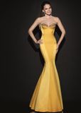 Hot Sale Gold Satin Evening Dres Party Gown