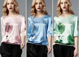 Wholesale Real Silk Loose Printing T-Shirt for Women