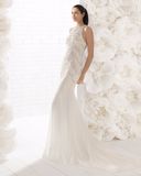 Round Neck Heavy Crystal Beading Lace Sequins Mermaid Wedding Dress