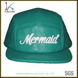 Custom Full Leather Embroidered 5 Panel Hat Snapback