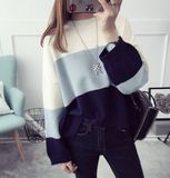 Striped Round Neck Long Sleeves Women Sweater (BTQ211)