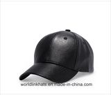 Fashion 6 Panel PU Leather Blank Cueled Peak Baseball Cap