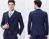 Blue Checkered Made to Measure Suit for Business Men