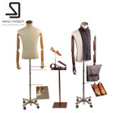 Half Body Male Mannequins for Display, Wooden Arms Mannequins