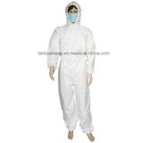 Microporous White Disposable Coverall with Elastic Cuffs and Hood