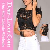 Black Crochet Unlined Cropped Top