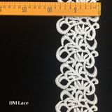 9cm Width White Water-Soluble Lace Trim Vintage Lace Trim Floral Lace Trim White Lace Trim Hmhb738