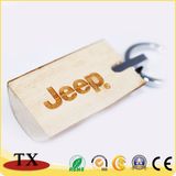 Special Shape Beech Wooden Keychain with Engraved Logo