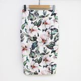 Pencil Skirt Women High Waist Skirts Green Elegant Floral Print Skirt Bodycon MIDI Skirt