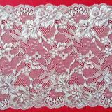 Ivory White Floral Mesh Elastic Lace Fabric Textile