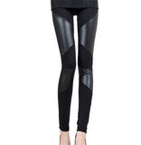 New Women Sexy Cotton Casual Slim Black Leather Leggings (83832)