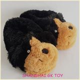 Plush Winter Slipper Black Dog Indoor Shoes