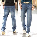 2016 New Fashion Classic Cotton Jeans Men Straight Trousers Brand Jeans