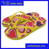 Solid Color Sole PE Slippers with Loving Printing for Lady