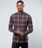 Tall Stretch Slim Check Shirt with Grandad Collar