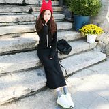 Retro Women Fleece Autumn Winter Slim Long Hoodie Dress (50198)