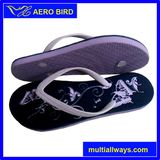 Two Layer Butterfly&Flower Print PE Women Slipper