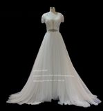 Aoliweiya Cap Sleeve Tulle Beach Wedding Dress