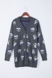 Women Cardigan Sweater for Winter with Cat Pattern Jacquard