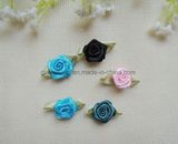 Satin Ribbon Rose Bow Ribbon Bow with Leaf for Garment Accessories