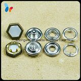 Hexagon Bead Surface Metal Prong Type Ring Snap Button