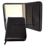 Italian Leather Padfolio Document Holder with Zipper Closed