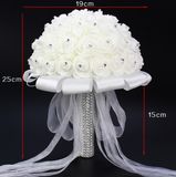 High Quality Beige Foam Rose Rhinestone Crystal Holder Wedding Bridal Bouquet