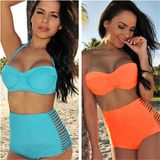 Sexy Women High Waist Retro Push up Bikini Set (53045)